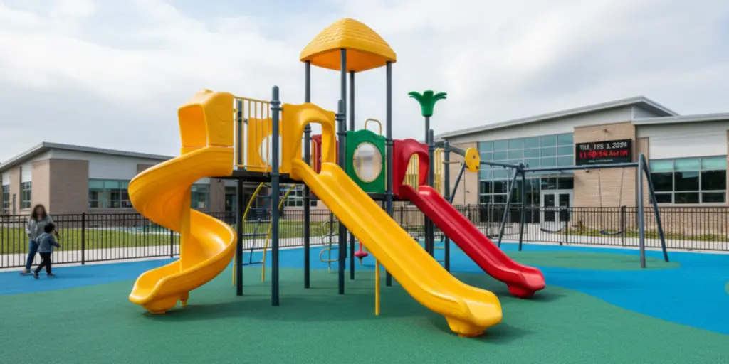 Quality construction in schools playground equipment with protective safety surfacing