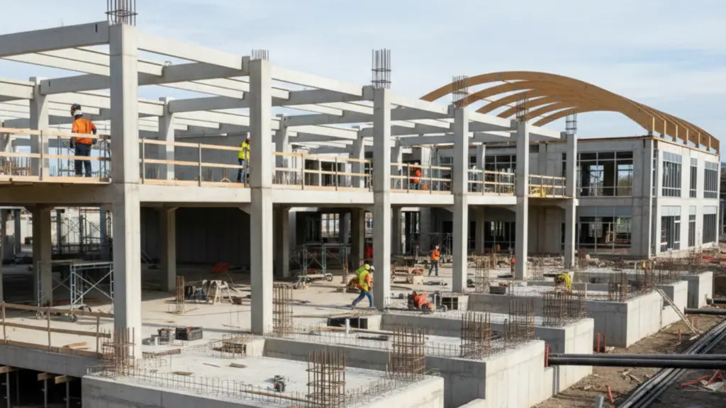 Quality construction in schools showing structural framework and foundation for educational safety